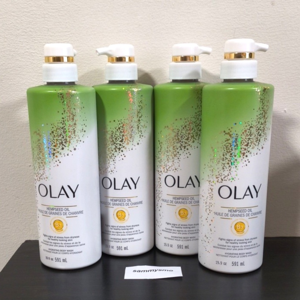Olay Hempseed Oil B3 Hydrating Body Wash 19.9oz 591 ml with pump x4